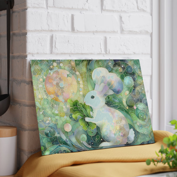 Munching Bunny Chef Rabbit Glass Cutting Board