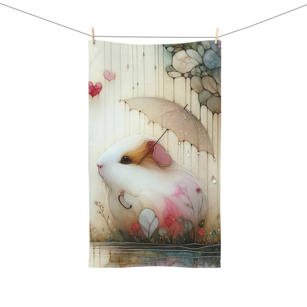 Cute Guinea Pig Hand Towel with Umbrella Design - Perfect for Animal Lovers and Home Decor