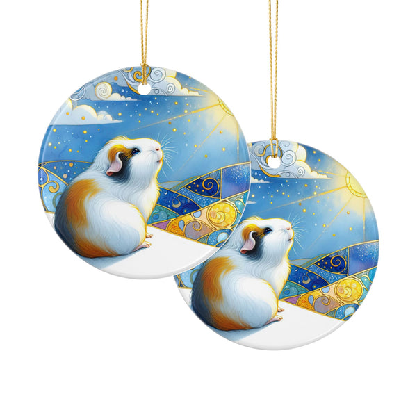 Winter Solstice Guinea Pig Ceramic Ornament