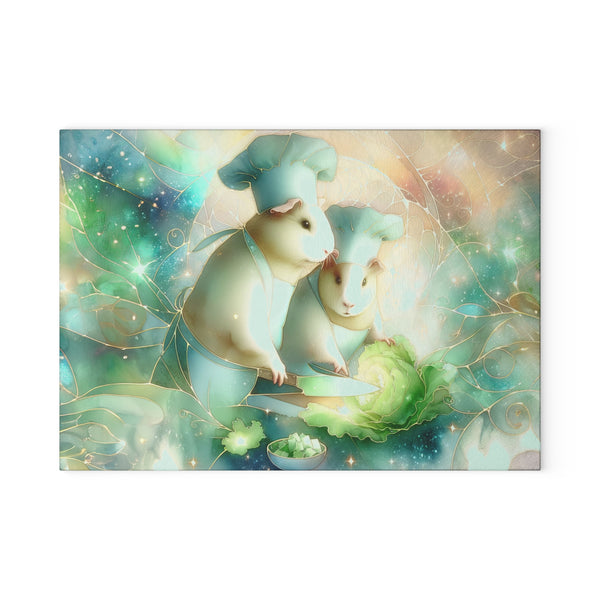 Piggy Chefs Guinea Pig Glass Cutting Board