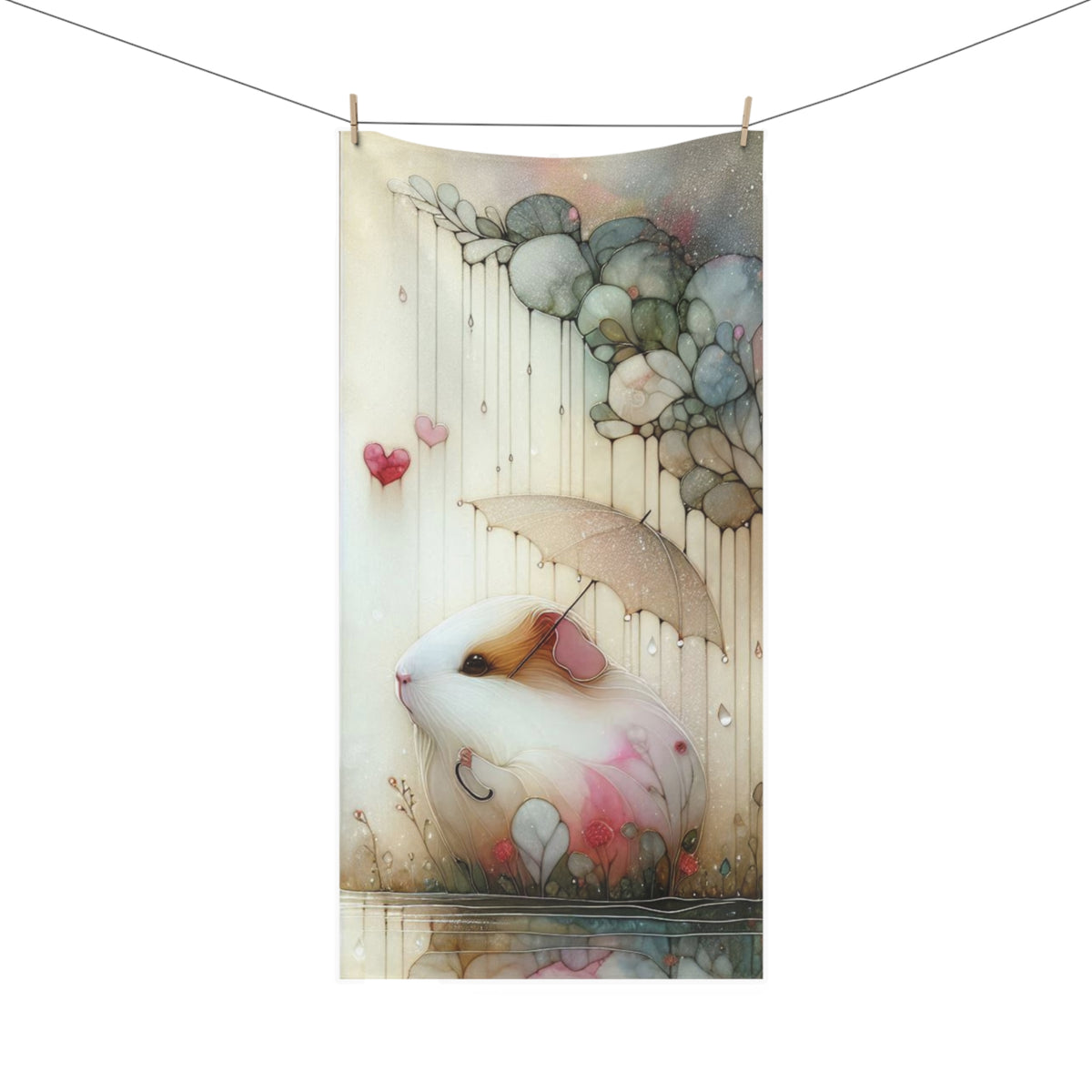 Whimsical Mink-Cotton Towel with Adorable Guinea Pig Design – Perfect for Cozy Moments and Gift Giving