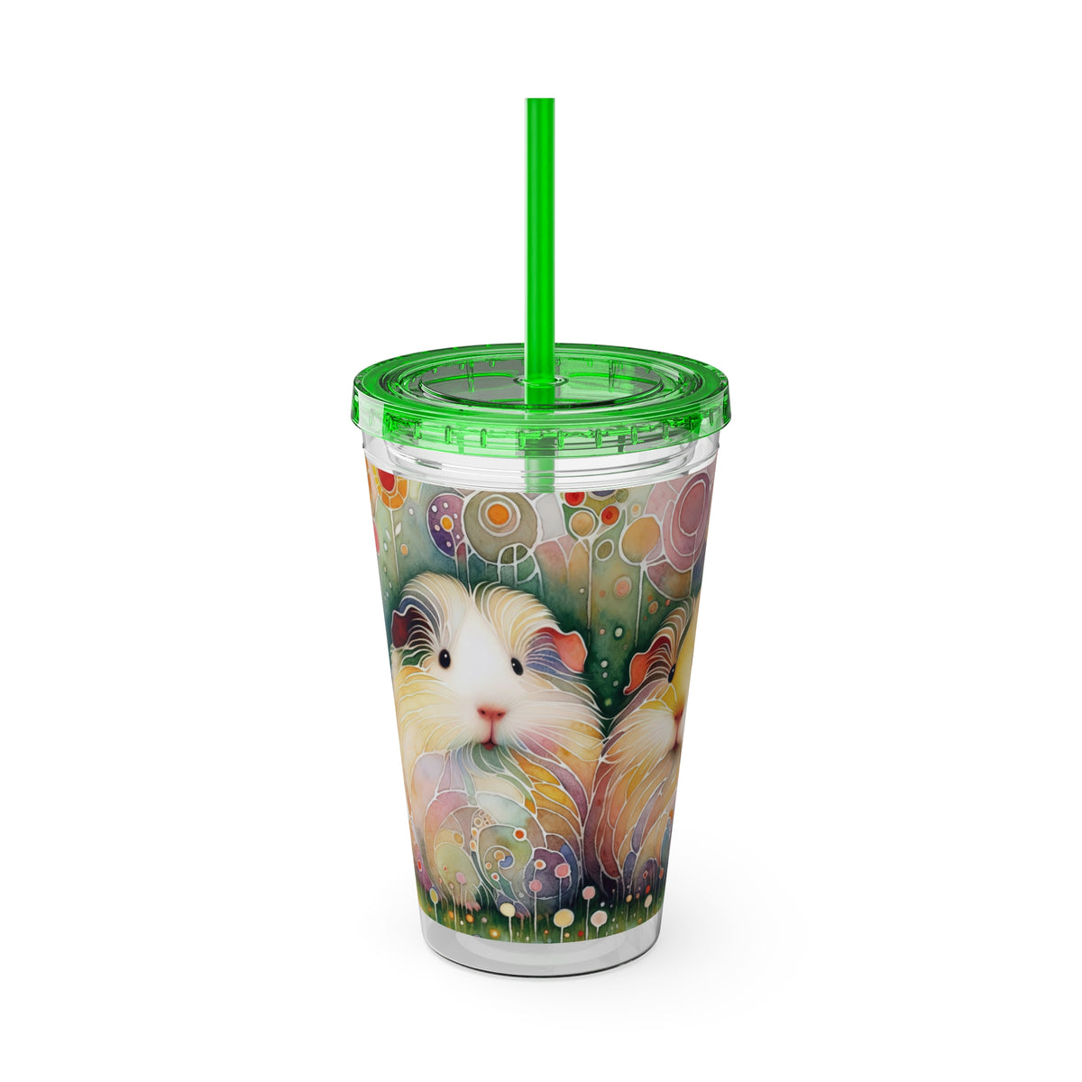 Summer Piggy Pops Guinea Pig Tumbler with Straw