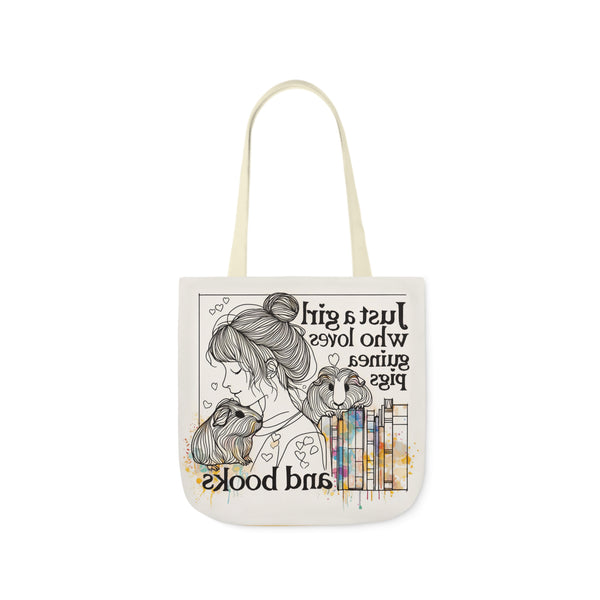 Just a Girl Who Loves Guinea Pigs and Books Canvas Tote - Style BG2P