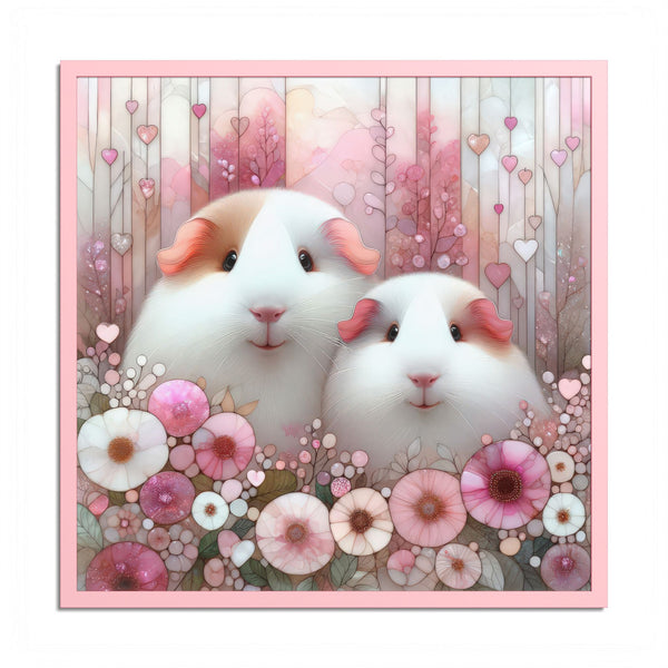Pink Petal Piggies Framed Guinea Pig Wall Art