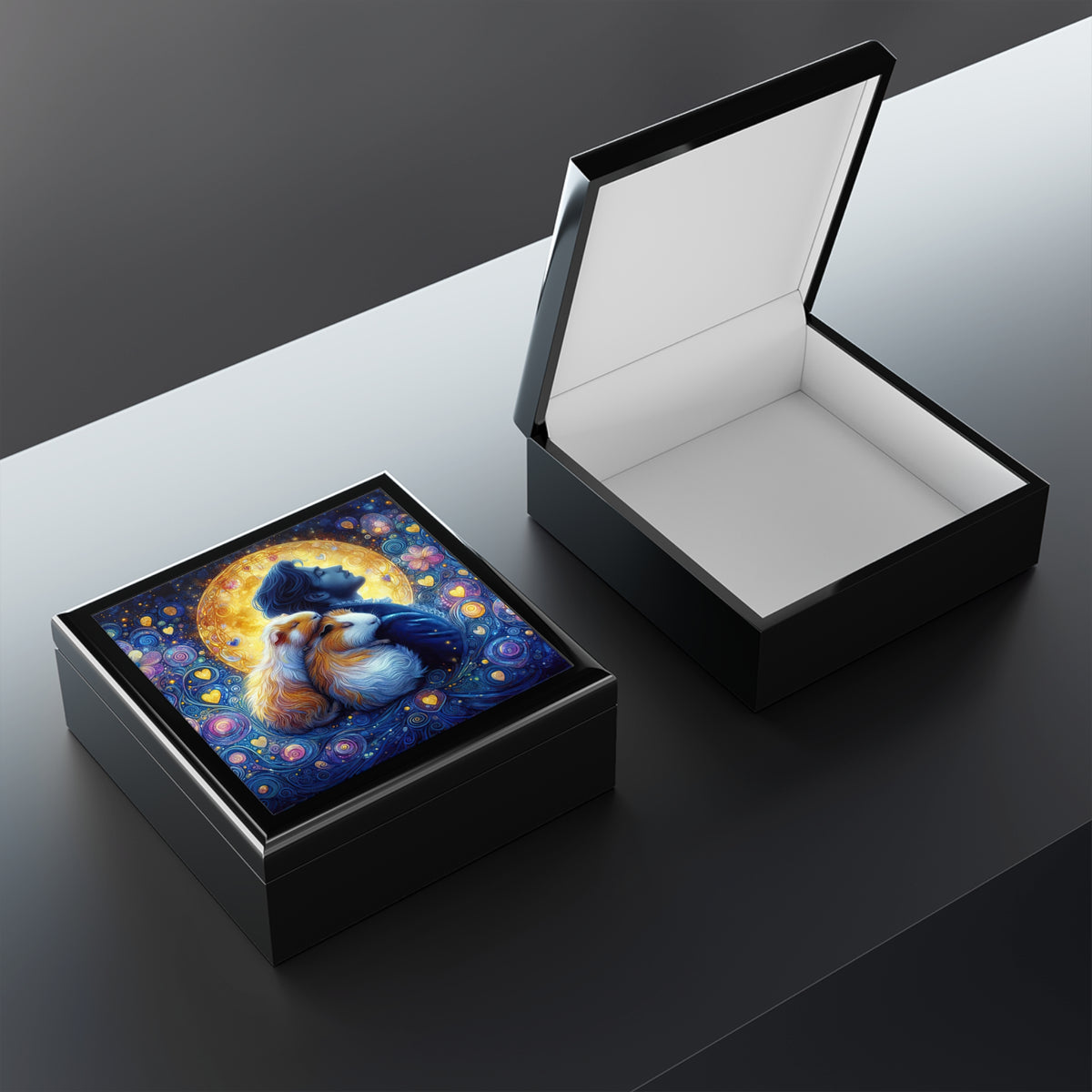 Moonlit Cavy Guardian Guinea Pig Jewelry Box