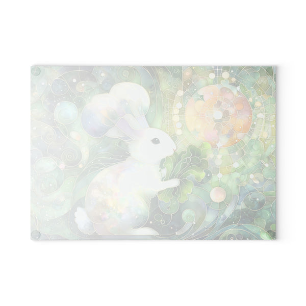Munching Bunny Chef Rabbit Glass Cutting Board