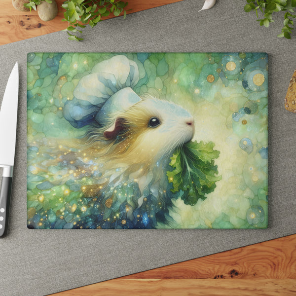Piggy Nibbling Glass Guinea Pig Cutting Board