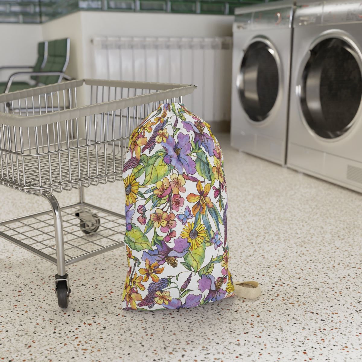 Floral Butterfly Collage Laundry Bag
