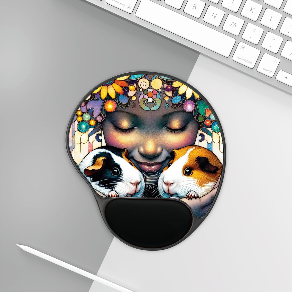 Pretty Lady in Flowers Mouse Pad With Wrist Rest