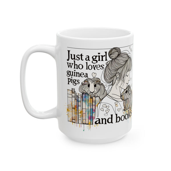 Just a Girl Who Loves Guinea Pigs and Books Coffee Mug - Style BG2P