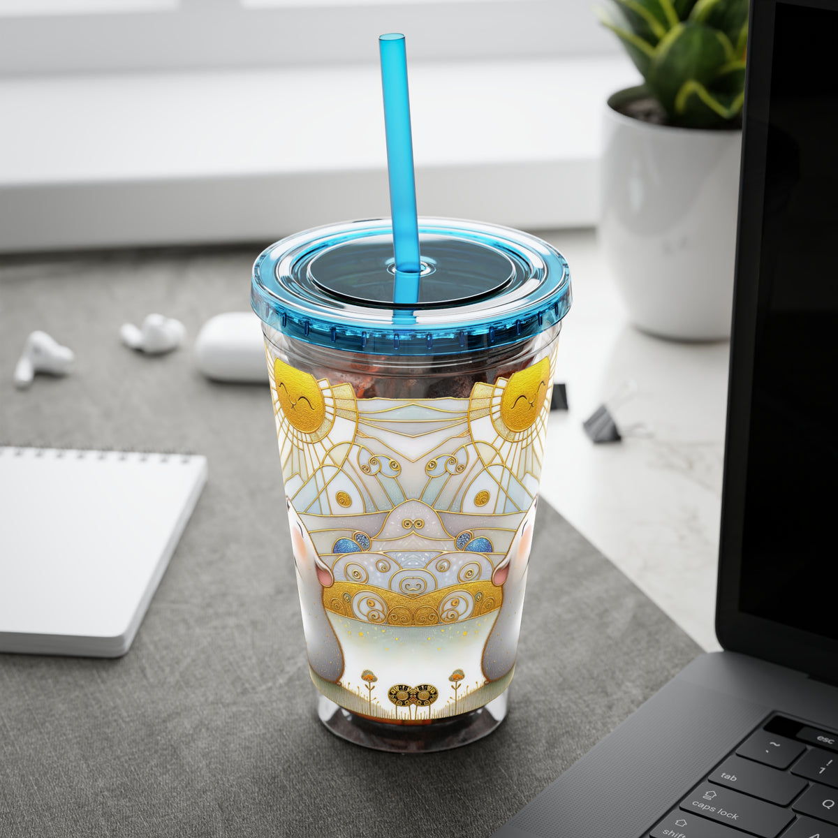 Summer Piggy Joy Guinea Pig Tumbler with Straw