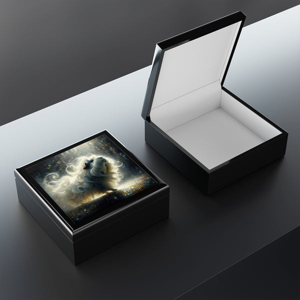 White Piggy on Black Guinea Pigs Keepsake Box