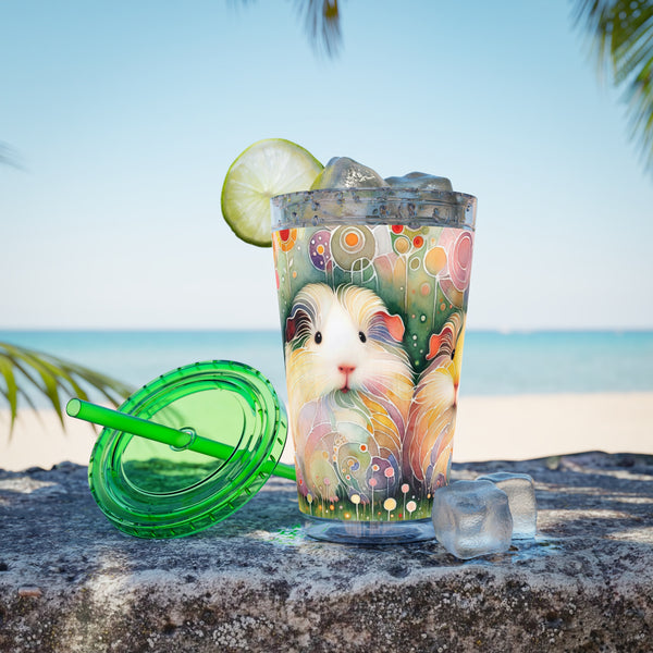 Summer Piggy Pops Guinea Pig Tumbler with Straw