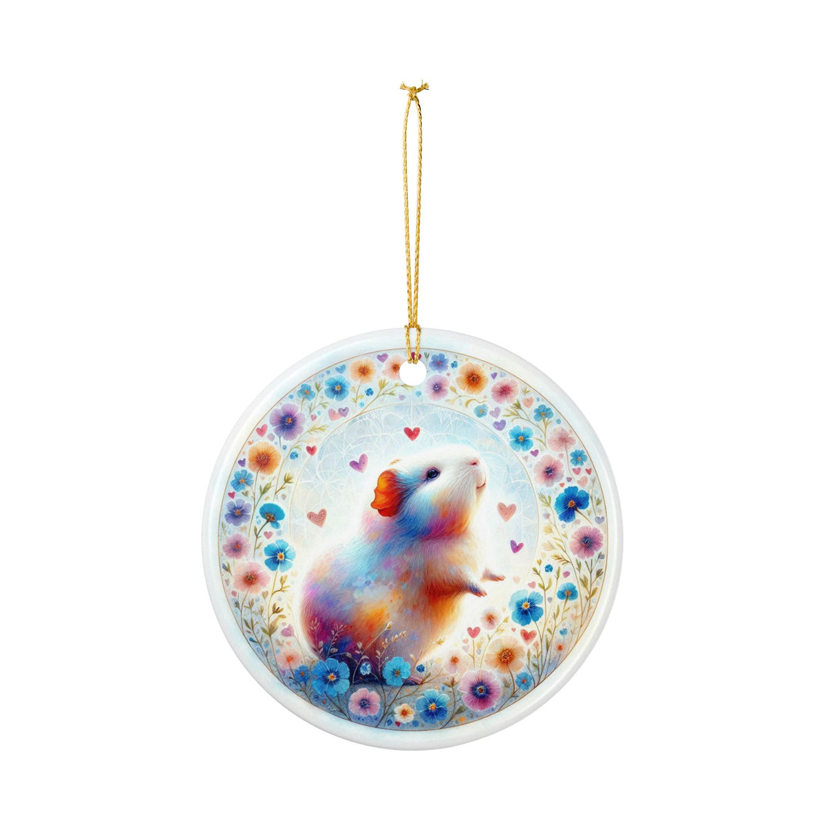 Wheekheart Bloom Guinea Pig Ceramic Ornament