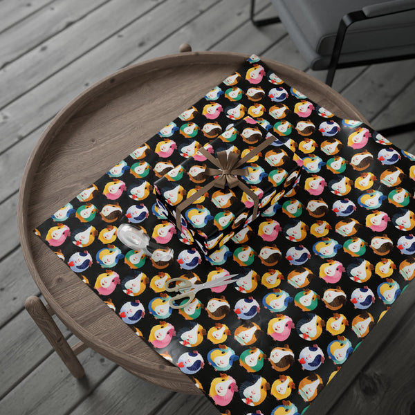 Poppin' Piggy on Black Gift Wrapping Paper
