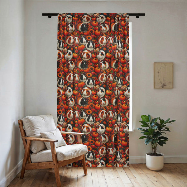 Pumpkin Patch Piggies Guinea Pig Sheer Window Curtain