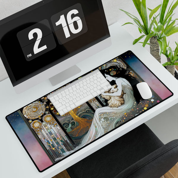 Lady with Piggies Desk Mat