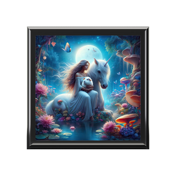 Unicorn and Piggy with Goddess Keepsake Jewelry Box