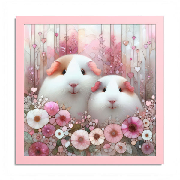 Pink Petal Piggies Framed Guinea Pig Wall Art