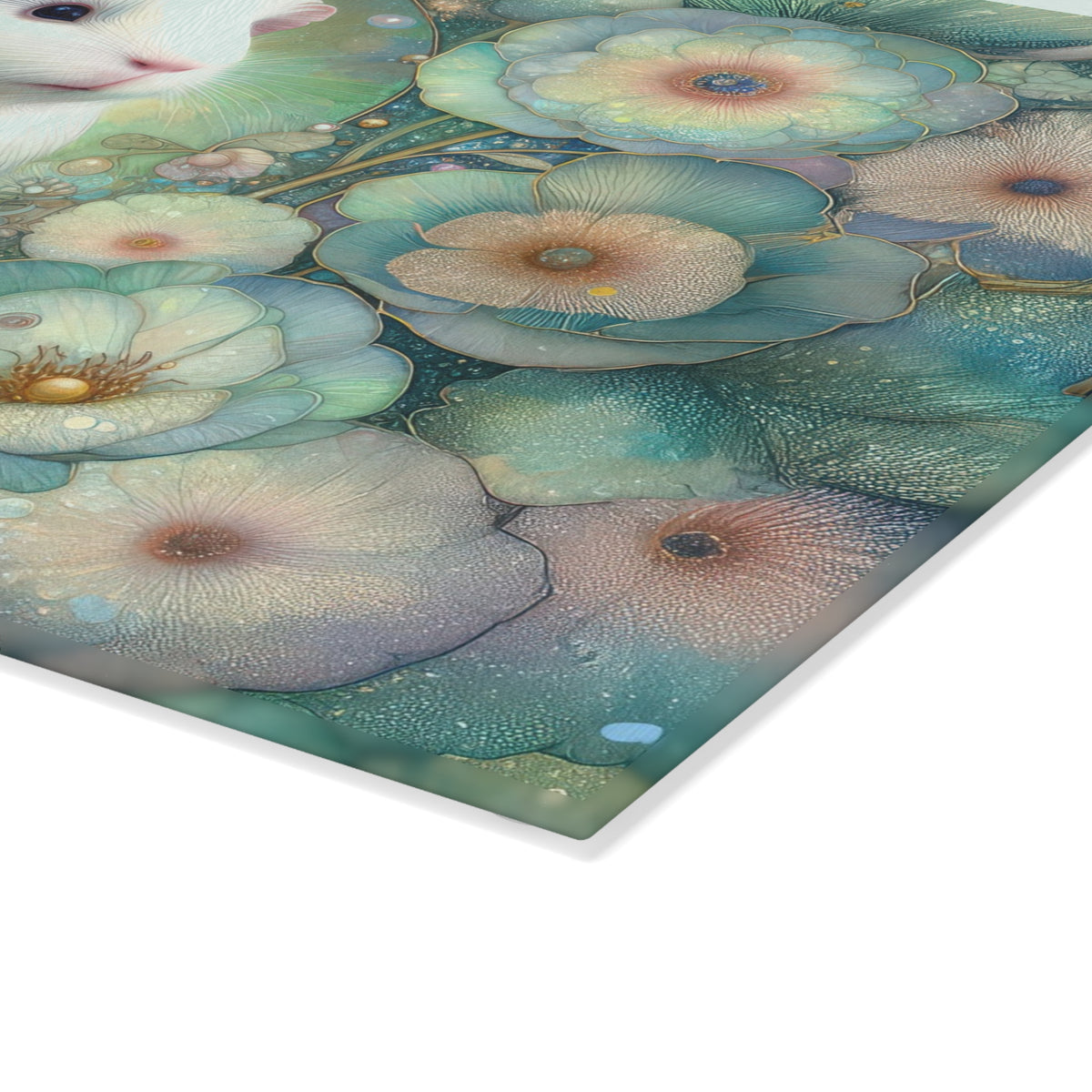 Whimsical Guinea Pig Glass Cutting Board, Kitchen Decor, Animal Lover Gift, Floral Kitchen Art, Unique Home Gift, Cooking Accessory