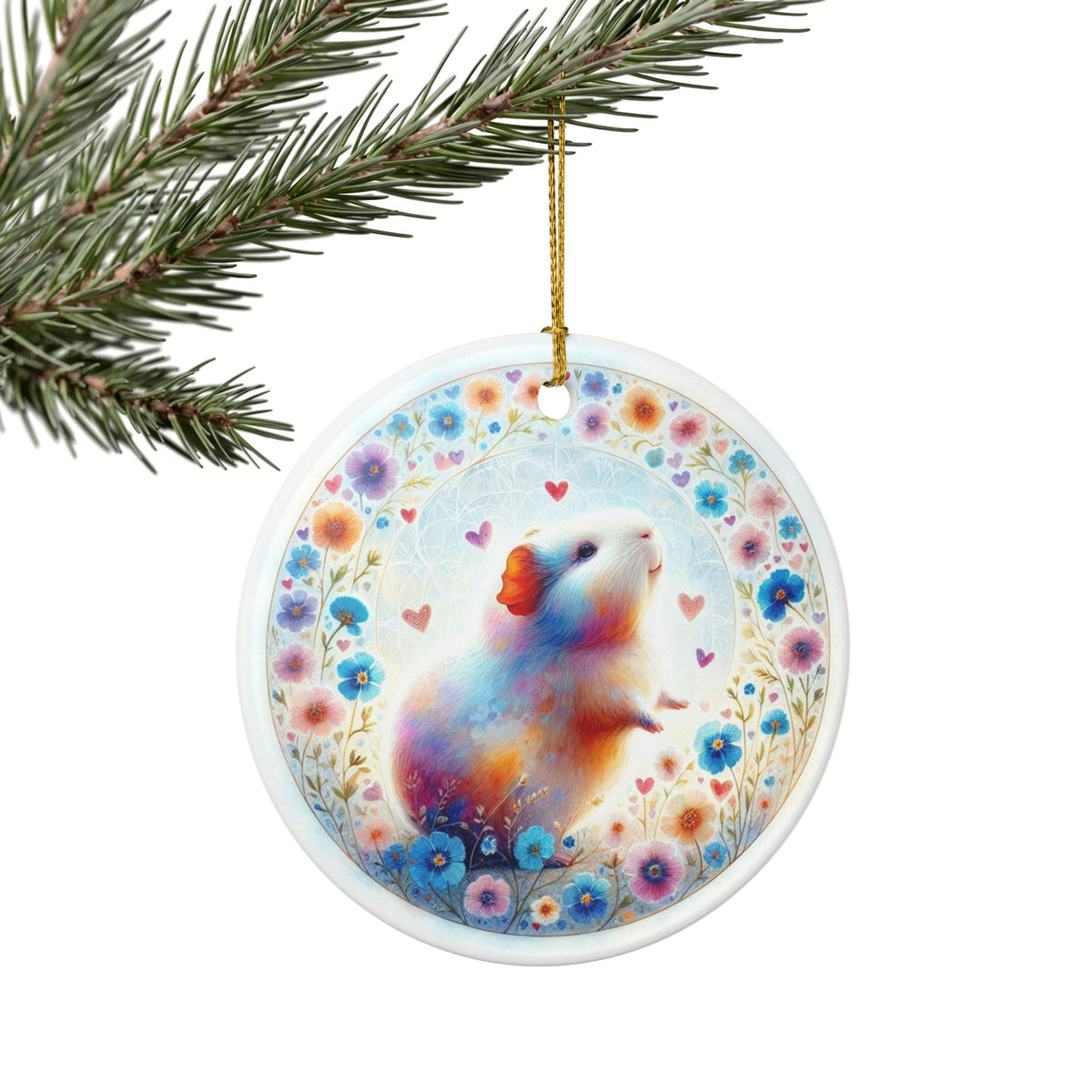 Wheekheart Bloom Guinea Pig Ceramic Ornament