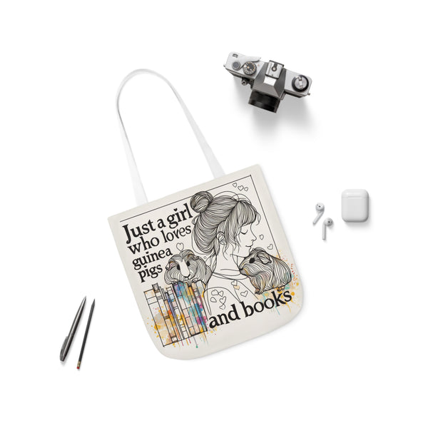 Just a Girl Who Loves Guinea Pigs and Books Canvas Tote - Style BG2P