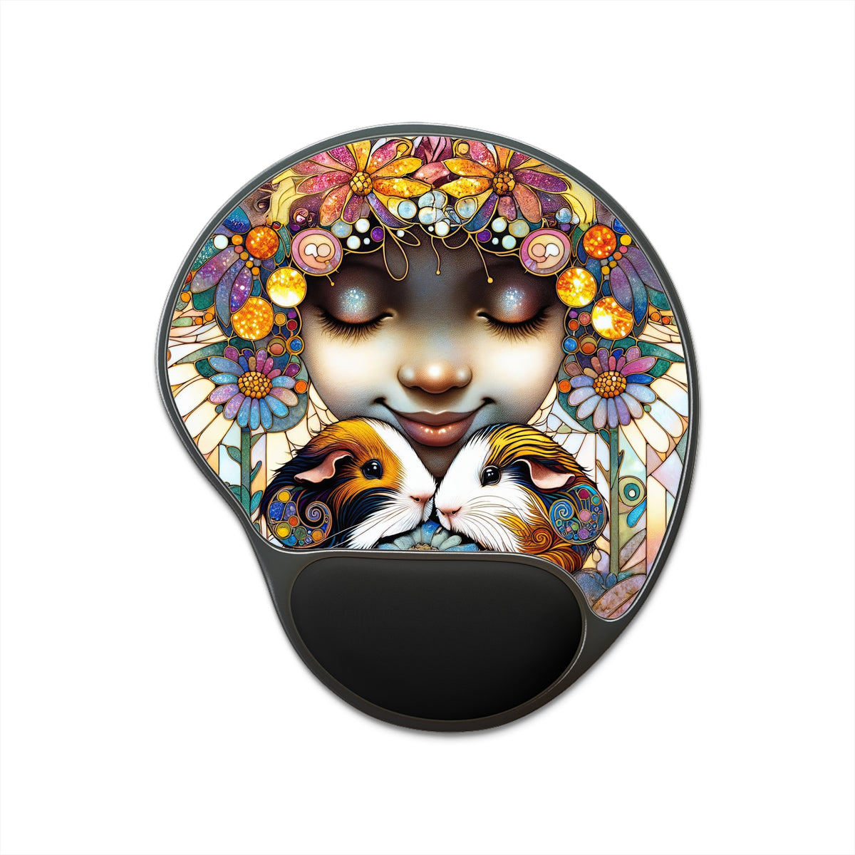 White Aura Girl Piggy Pad With Wrist Rest