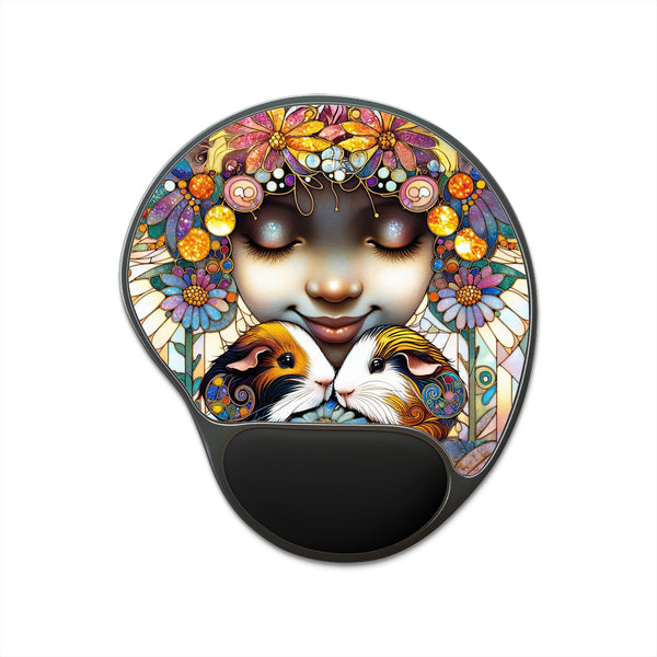 White Aura Girl Piggy Pad With Wrist Rest