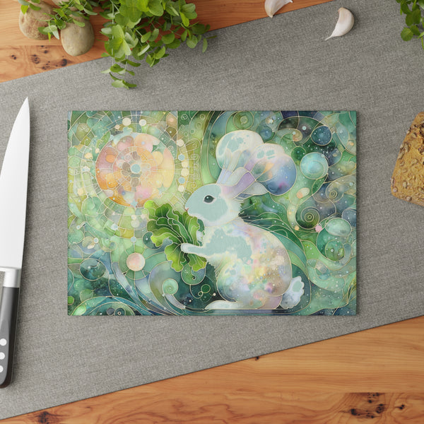Munching Bunny Chef Rabbit Glass Cutting Board