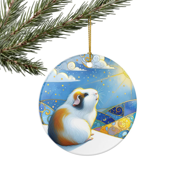 Winter Solstice Guinea Pig Ceramic Ornament