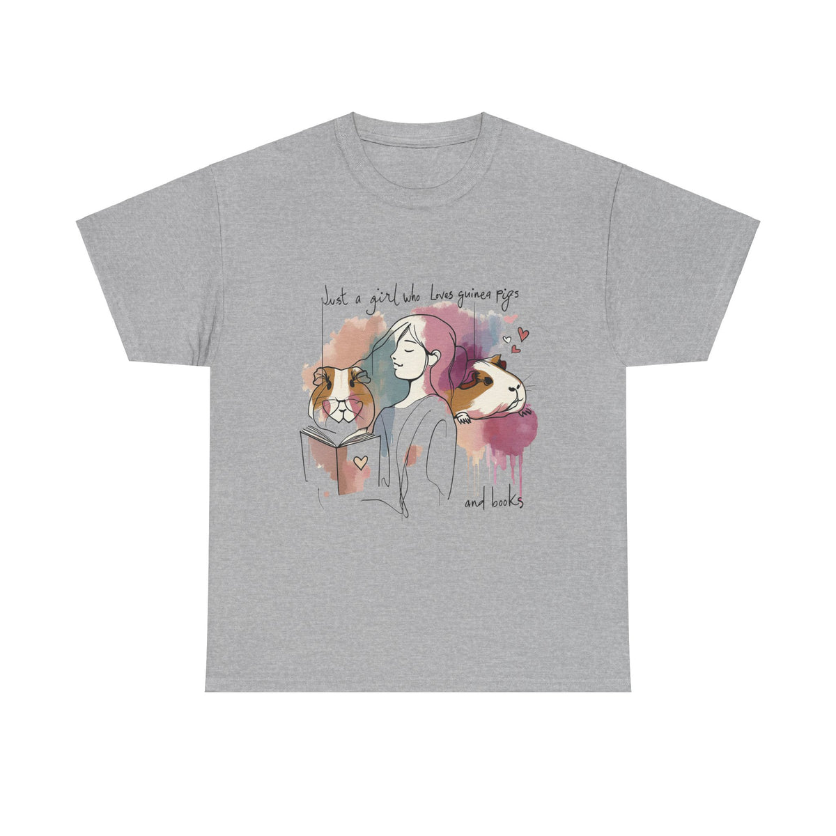 Just a Girl Who Loves Guinea Pigs and Books - Unisex Heavy Cotton Tee - Style SP2P