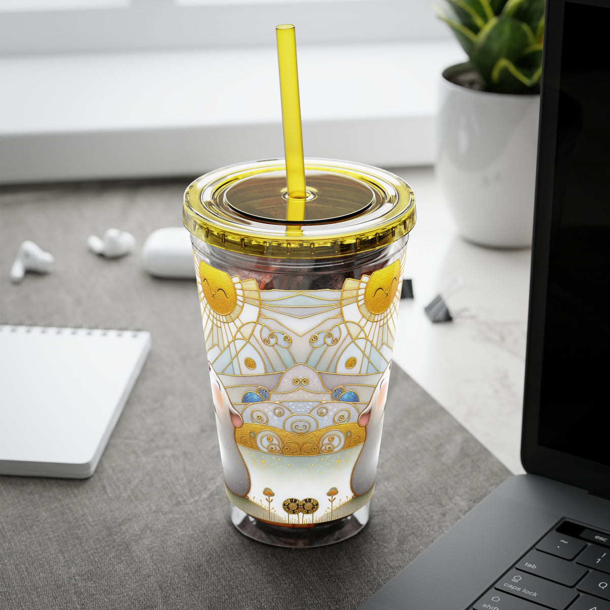 Summer Piggy Joy Guinea Pig Tumbler with Straw