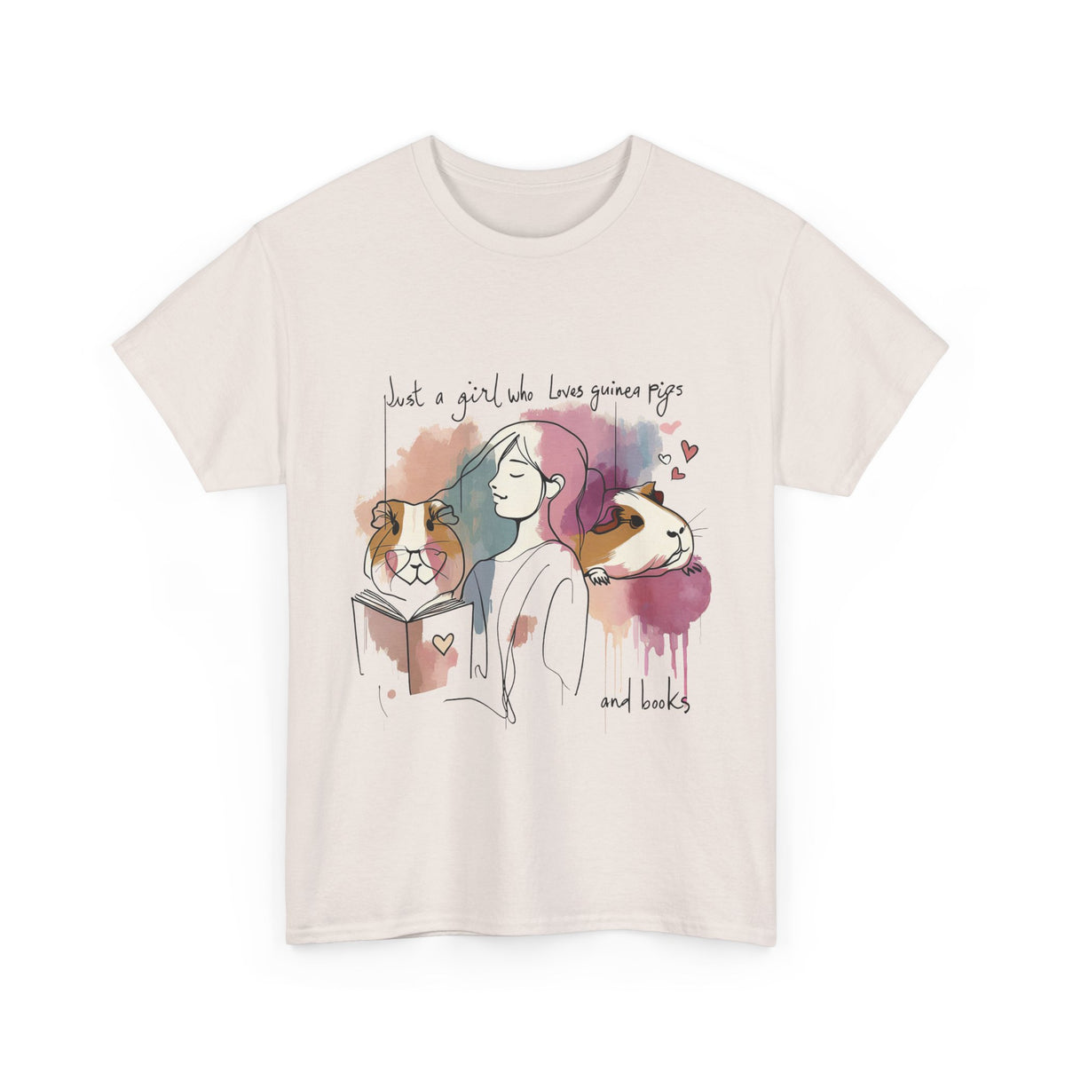 Just a Girl Who Loves Guinea Pigs and Books - Unisex Heavy Cotton Tee - Style SP2P