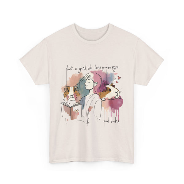 Just a Girl Who Loves Guinea Pigs and Books - Unisex Heavy Cotton Tee - Style SP2P