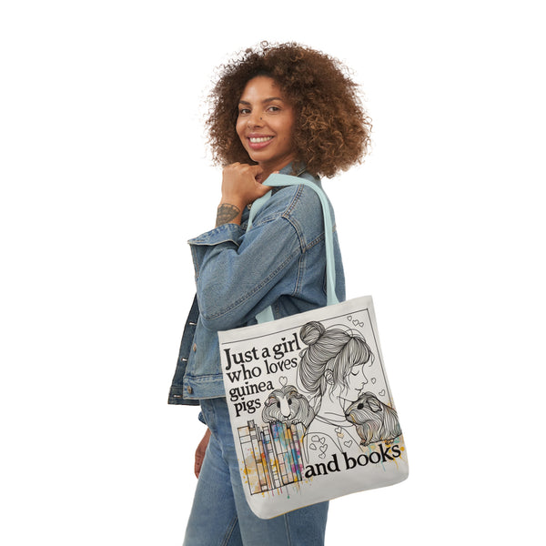 Just a Girl Who Loves Guinea Pigs and Books Canvas Tote - Style BG2P