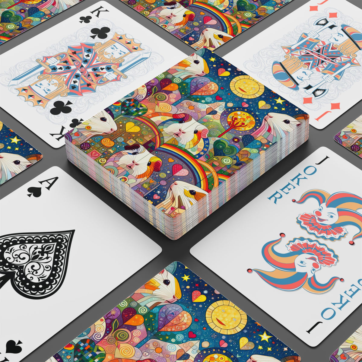 Guinea Pig Rainbow Art Poker Playing Cards — Cute Animal Playing Cards