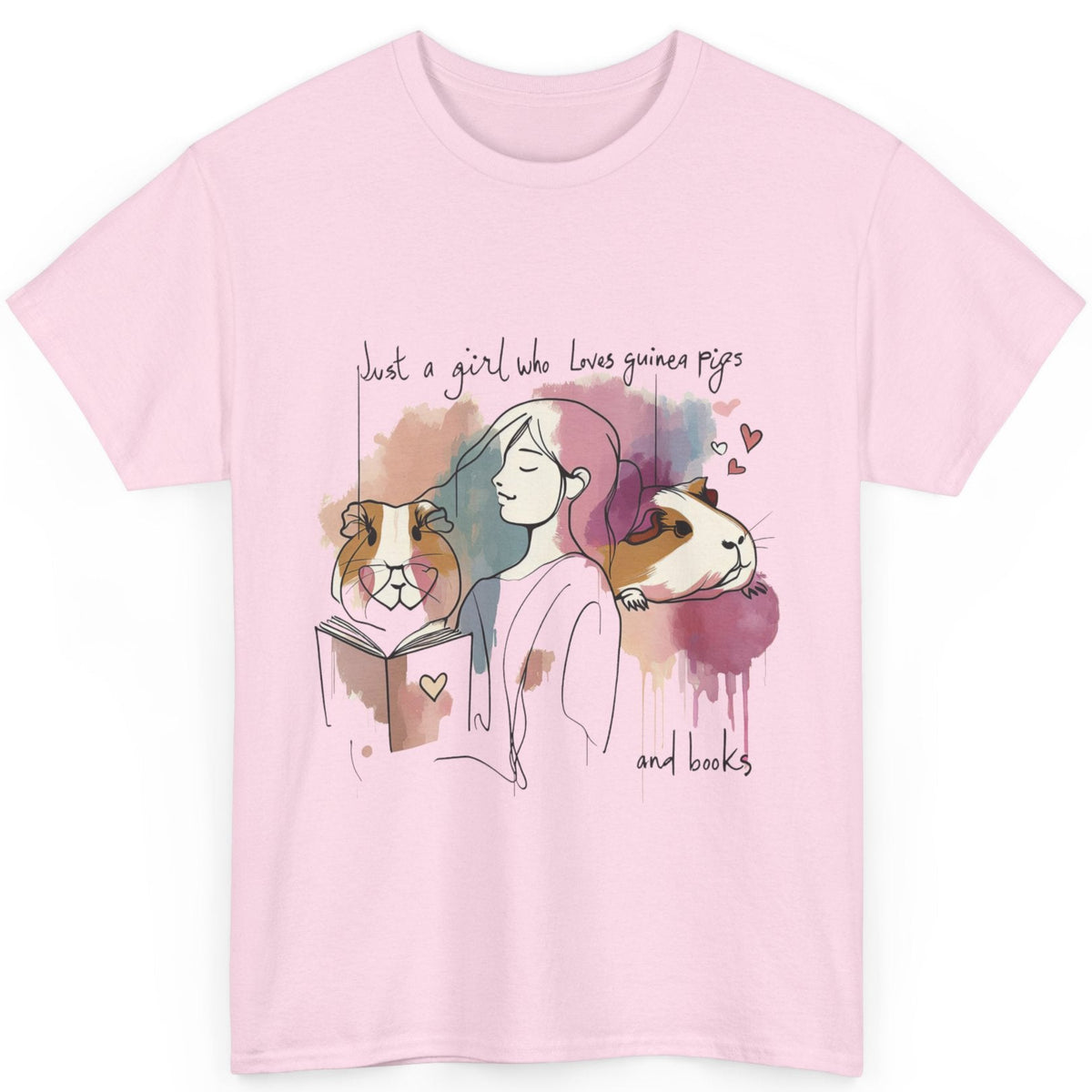 Just a Girl Who Loves Guinea Pigs and Books - Unisex Heavy Cotton Tee - Style SP2P