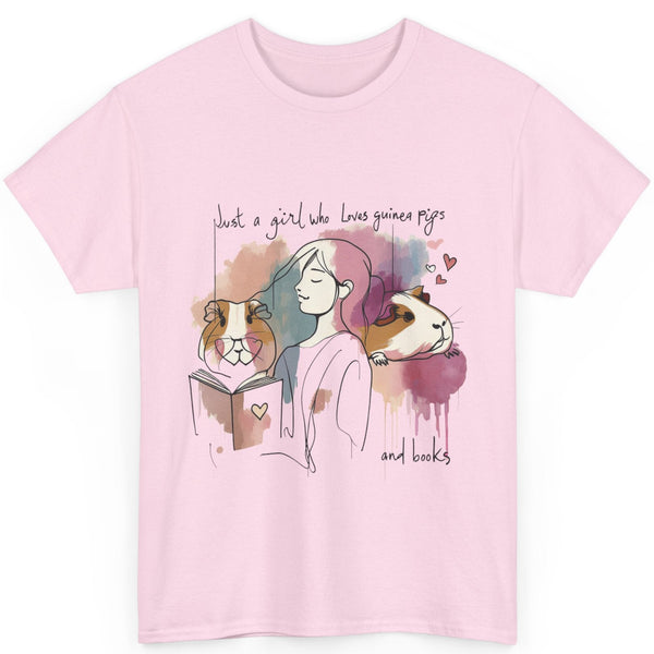 Just a Girl Who Loves Guinea Pigs and Books - Unisex Heavy Cotton Tee - Style SP2P