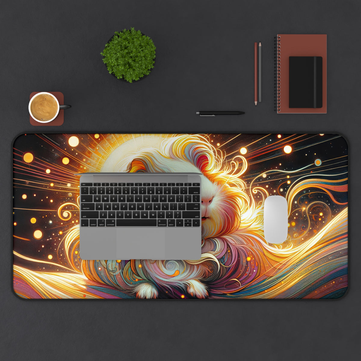 Cosmic Guinea Pig Desk Mat - Colorful Gaming Mouse Pad for Animal Lovers