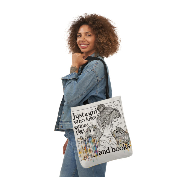 Just a Girl Who Loves Guinea Pigs and Books Canvas Tote - Style BG2P