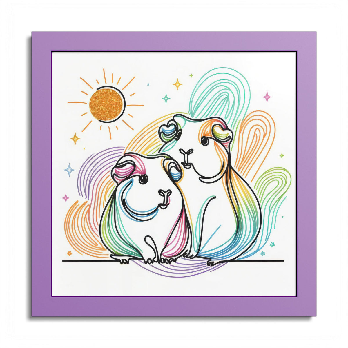 Sunny Piggy Vibes Framed Guinea Pig Wall Art