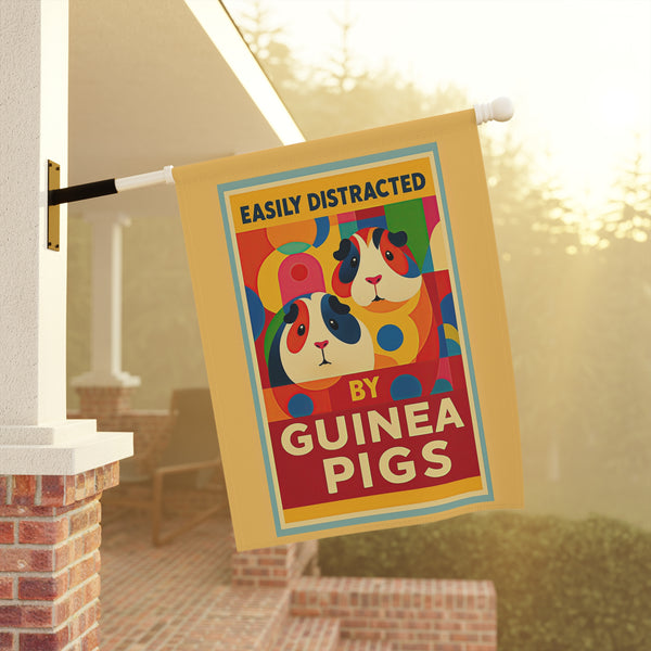 Garden Flag - "Easily Distracted by Guinea Pigs" Decorative Yard Banner