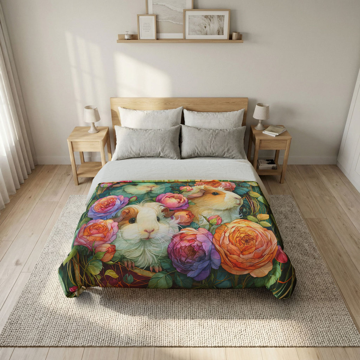 Rich Floral Guinea Pig Duvet Cover