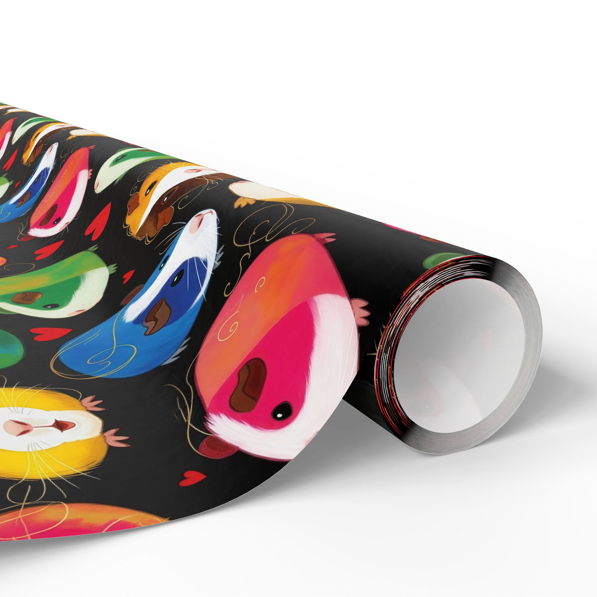 Twirly Piggies on Black Gift Wrapping Paper