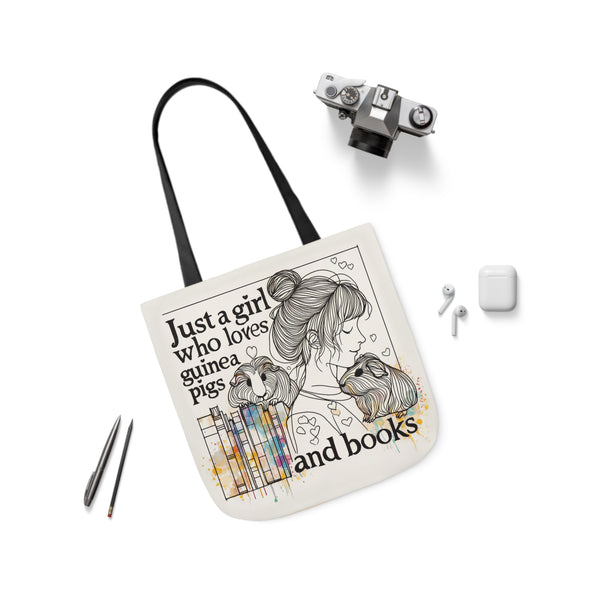Just a Girl Who Loves Guinea Pigs and Books Canvas Tote - Style BG2P