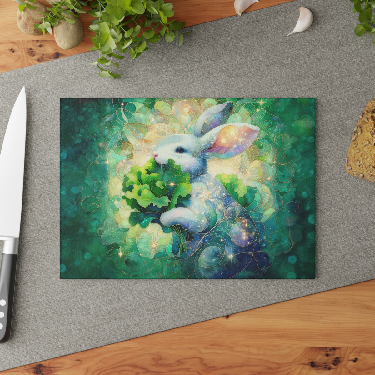 Bunny Nibbler Rabbit Glass Cutting Board