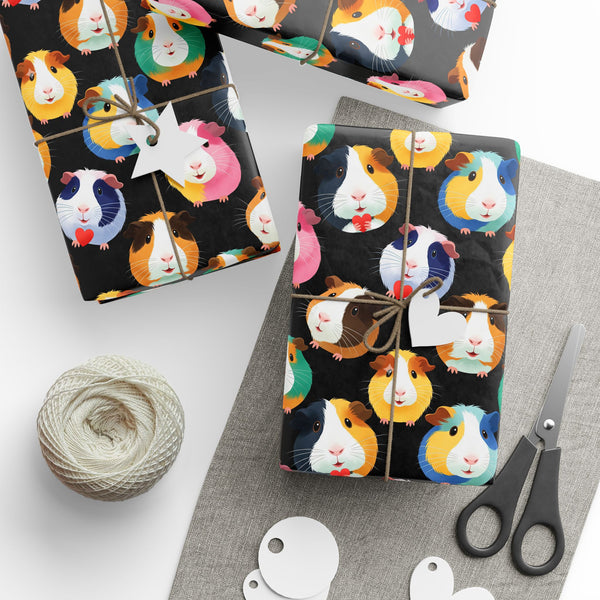 Poppin' Piggy on Black Gift Wrapping Paper