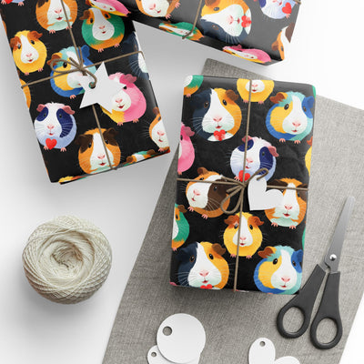 Poppin' Piggy on Black Gift Wrapping Paper