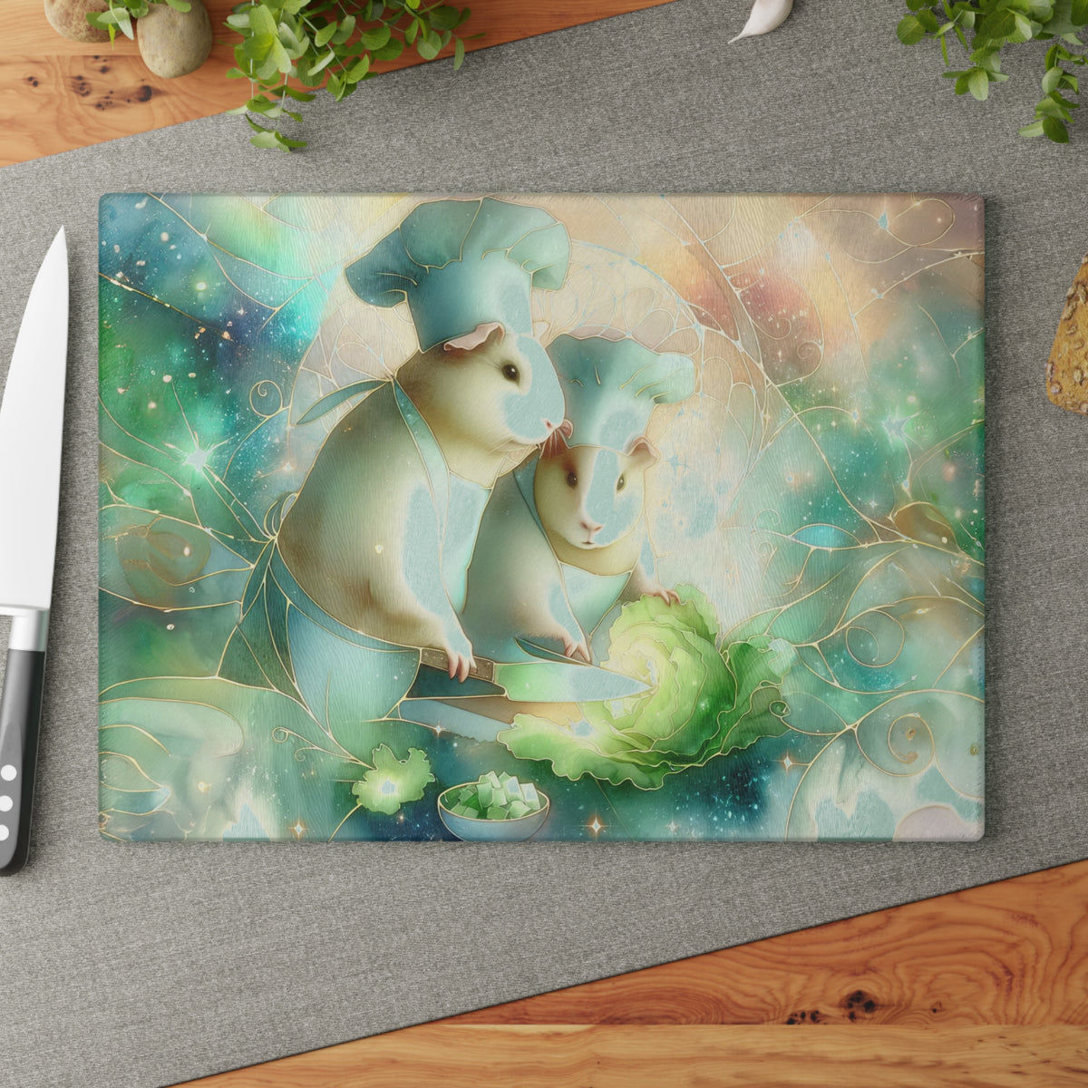 Piggy Chefs Glass Cutting Board