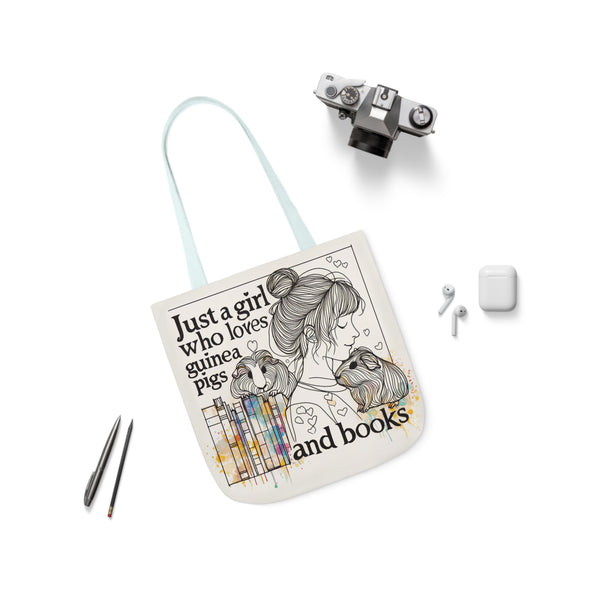 Just a Girl Who Loves Guinea Pigs and Books Canvas Tote - Style BG2P